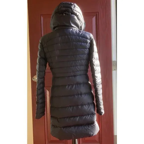 Lululemon Brave the Cold Goose Down Coat Women 6 Black Blue? Long Puffer Hooded - Picture 2 of 13